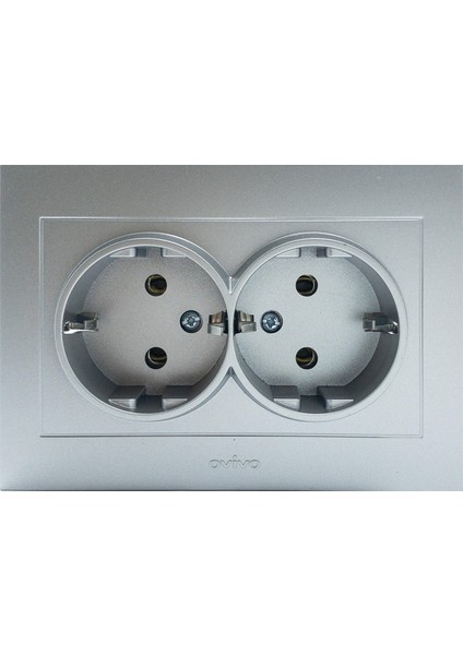 Grano Gümüş İkili Topraklı Priz Çerçeveli