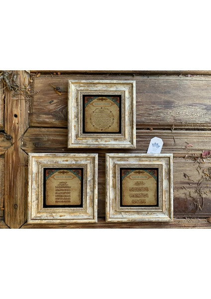 Oscar Stone Decor Doğaltaş Çerçeveli Duvar Dekorları Pano 20X20 cm 3'lü Tablo