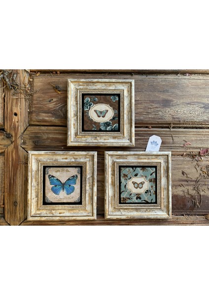 Ithal Çerçeveli Taş Baskılı Duvar Tablosu Seti ( 20 x 20 Cm) 3 Lü Set -Oscar Stone Decor