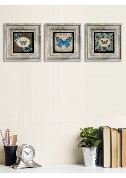 Ithal Çerçeveli Taş Baskılı Duvar Tablosu Seti ( 20 x 20 Cm) 3 Lü Set -Oscar Stone Decor fiyatları