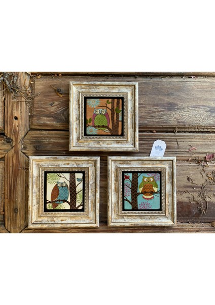 Çerçeveli Taş Baskılı Duvar Tablosu Seti ( 20 x 20 Cm) 3 Lü Set -Oscar Stone Decor