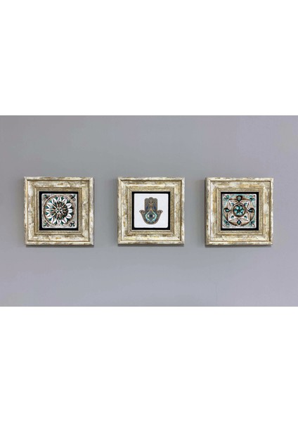 Çerçeveli Taş Baskılı Duvar Tablosu Seti ( 20 x 20 Cm) 3 Lü Set -Oscar Stone Decor fiyatları
