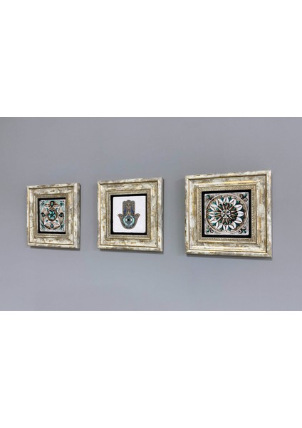 Çerçeveli Taş Baskılı Duvar Tablosu Seti ( 20 x 20 Cm) 3 Lü Set -Oscar Stone Decor modelleri