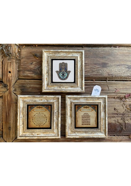 Decor Çerçeveli Taş Duvar Dekoru 20 x 20 cm Çini Nar Ağacı Desen Fatma Ana