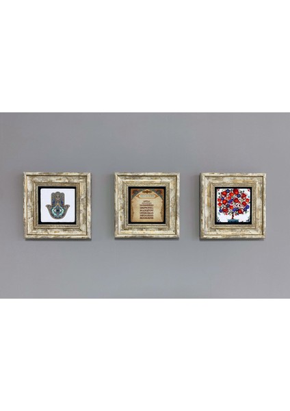 Decor Çerçeveli Taş Duvar Dekoru 20 x 20 cm 3 Lü Set Nar Ağacı Ebruli Çiçek Lale fiyatları
