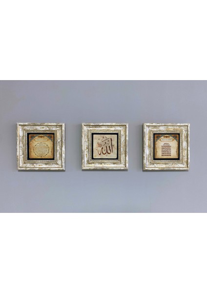Decor Çerçeveli Taş Duvar Dekoru 20 x 20 cm 3 Lü Vav Allah Muhammed fiyatları