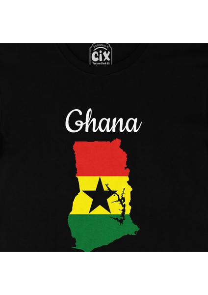 Gana Haritalı ve Bayraklı Siyah Tişört fiyatları