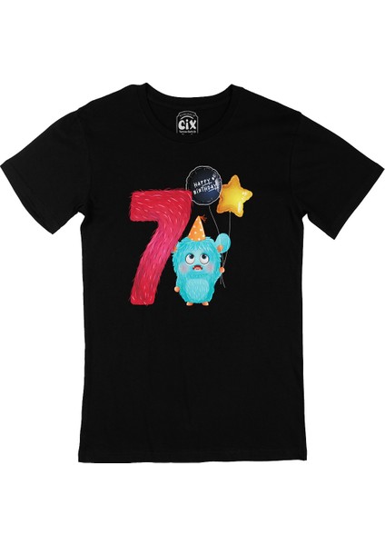 Çocuğumun 7. Yaşına Özel Siyah Tişört