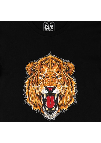 Kızgın Aslanlı Siyah Tişört fiyatları