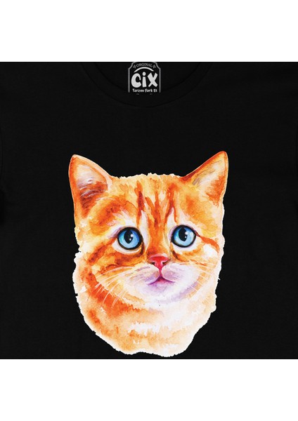 Mavi Gözlü Kedi Siyah Tişört fiyatları