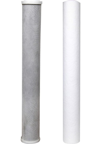 Su Arıtma 20 Inch 5 Micron Tortu ve Blok Aktif Karbon Filtresi Inci Grisi