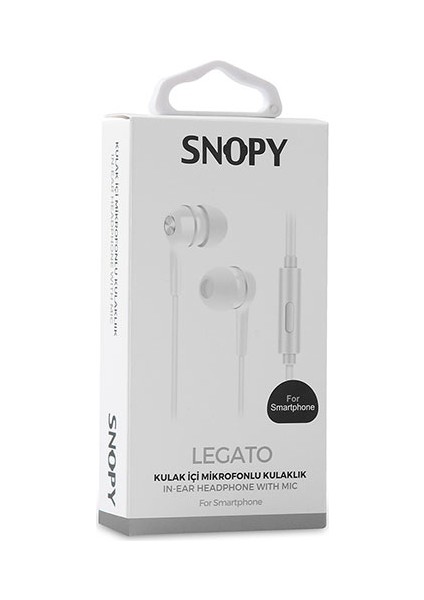 SN-778 Legato MP3 Kulak İçi Beyaz Mikrofon & Kulaklık