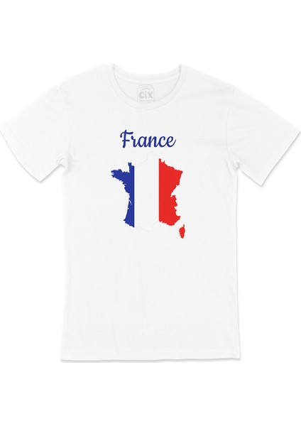 Fransa Haritalı ve Bayraklı Tişört