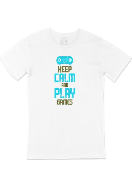 Turkuaz Keep Calm Play Game Tişört