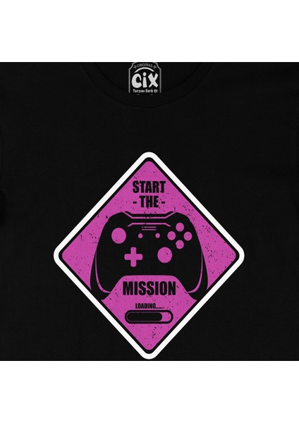 Mor Start The Mission Siyah Tişört