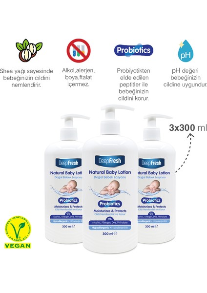 Probiyotik Doğal Bebek Losyonu 3 x 300 ml