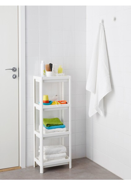 Vesken 23X100 cm Raf Banyo Duş Şampuan Lif Rafı Geçme Havlu Ünitesi Beyaz