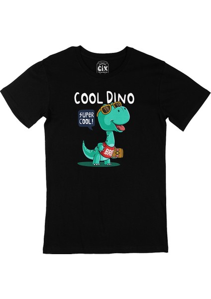 Cool Dinozorlu Siyah Tişört