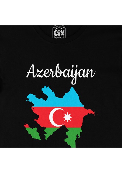 Azerbaycan Haritalı ve Bayraklı Siyah Tişört fiyatları