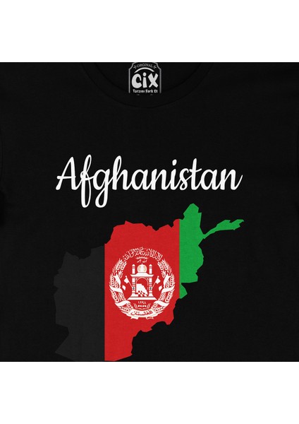Afganistan Haritalı ve Bayraklı Siyah Tişört fiyatları