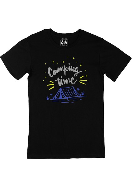 Camping Time Siyah Tişört