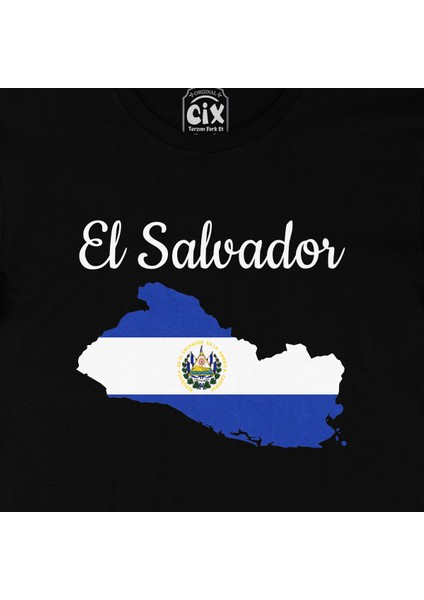 El Salvador Haritalı ve Bayraklı Siyah Tişört fiyatları