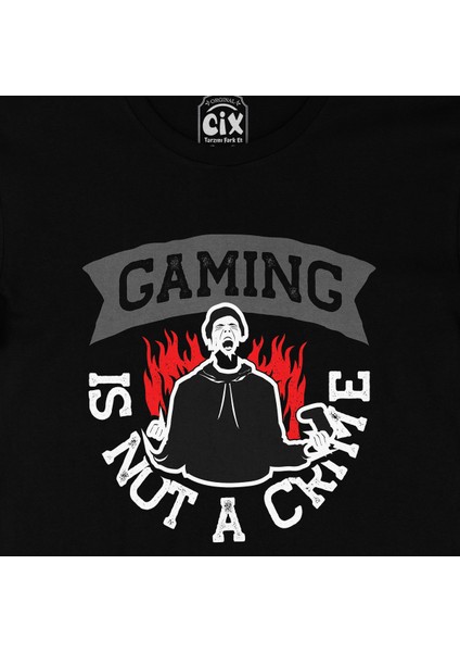 Kırmızı Gaming Is Not A Crime Siyah Tişört fiyatları