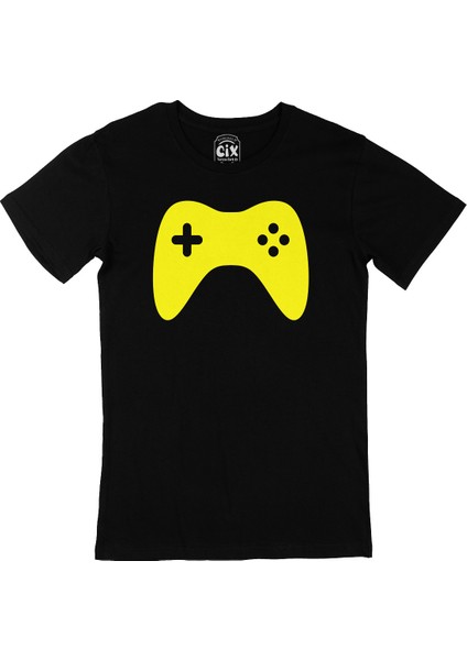 Sarı Joystick Siyah Tişört
