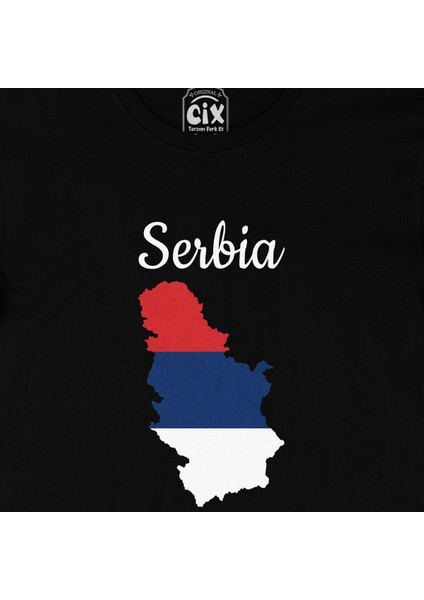 Sırbistan Haritalı ve Bayraklı Siyah Tişört fiyatları