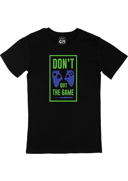 Yeşil Don't Quit The Game Siyah Tişört