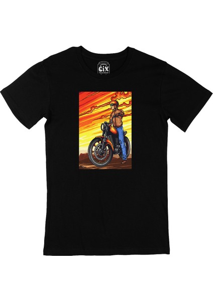 Vintage Moto Racer Siyah Tişört