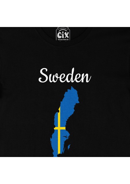 Isveç Haritalı ve Bayraklı Siyah Tişört fiyatları