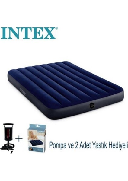Çift Kişilik Şişme Yatak Set 137X191X25CM(POMPA+YASTIK)