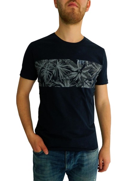 Erkek Sıfır Yaka Flamlı T-Shirt 2122 BGL-ST01048