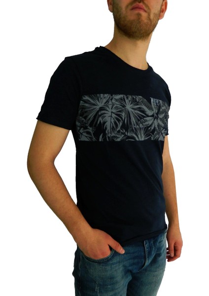 Erkek Sıfır Yaka Flamlı T-Shirt 2122 BGL-ST01048