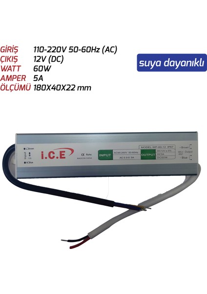 LED Trafosu (60W) 12V Suya Dayanıklı