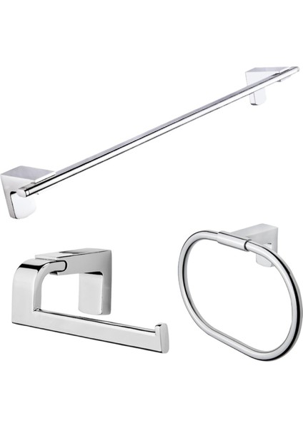 Premium Uzun Havluluk + Yuvarlak Havluluk + Kapaksız Kağıtlık Banyo Seti