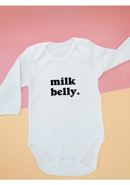 Bebek Beyaz Zıbın Milk Belly Baskılı Zıbın Modeli Body