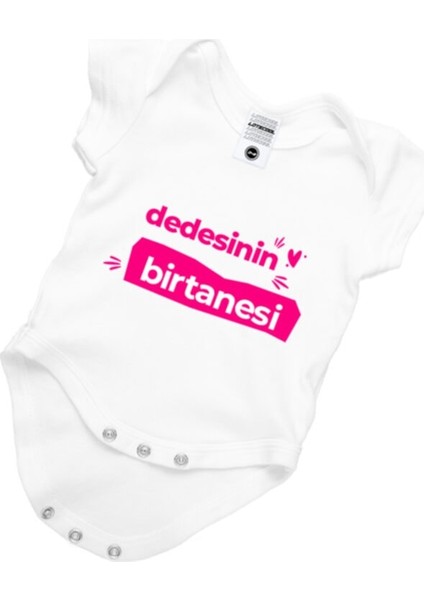 Kız Bebek Beyaz Dedesinin Birtanesi Baskılı Zıbın Body
