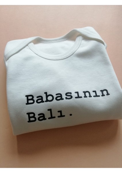 Bebek Beyaz Babasının Balı Kısa Kol Zıbın Body Body