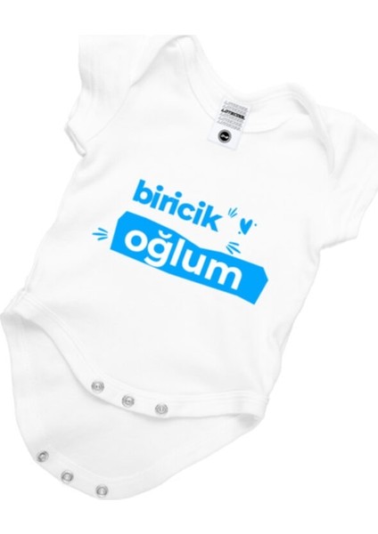 Bebek Beyaz Biricik Oğlum Yazılı Zıbın Body
