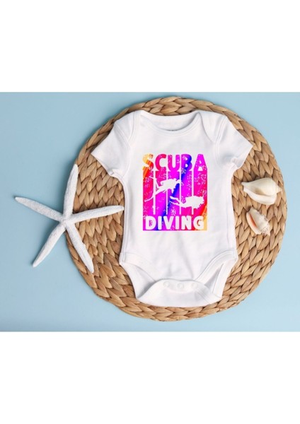 Unisex Beyaz Diving Bebek Zıbın Body