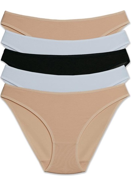 Kadın High Leg Cut 5 Li Bikini Külot 2057 Renkli