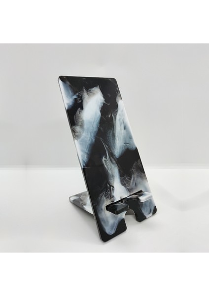 Marble El Yapımı Masa Üstü Mermer Desenli Epoksi Telefon Tutacağı