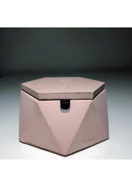 RocArt Home Altıgen Beton Kül Tablası (Pastel Pembe)