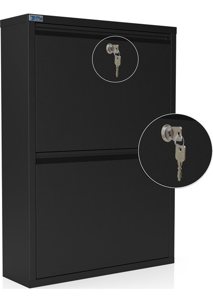 Antibakteriyel Kilitli 2'li Metal Ayakkabılık - Siyah modelleri