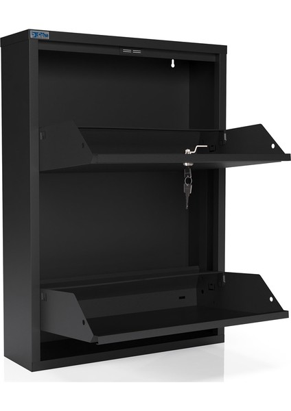 Antibakteriyel Kilitli 2'li Metal Ayakkabılık - Siyah fırsatları