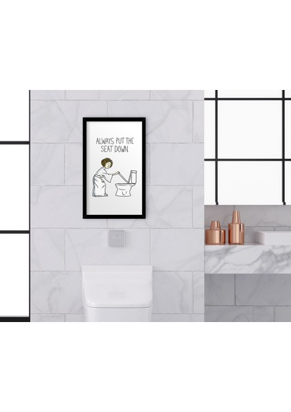 Gift Banyo Tuvalet Dekoratif Ahşap Siyah Çerçeveli Tablo-16