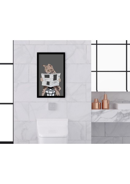 Gift Banyo Tuvalet Dekoratif Ahşap Siyah Çerçeveli Tablo-12