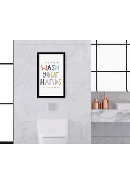 Gift Banyo Tuvalet Dekoratif Ahşap Siyah Çerçeveli Tablo-9